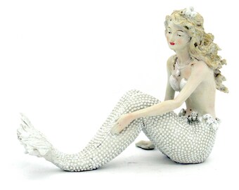 Vintage Style Sitting Mermaid Shelf Sitter Accent