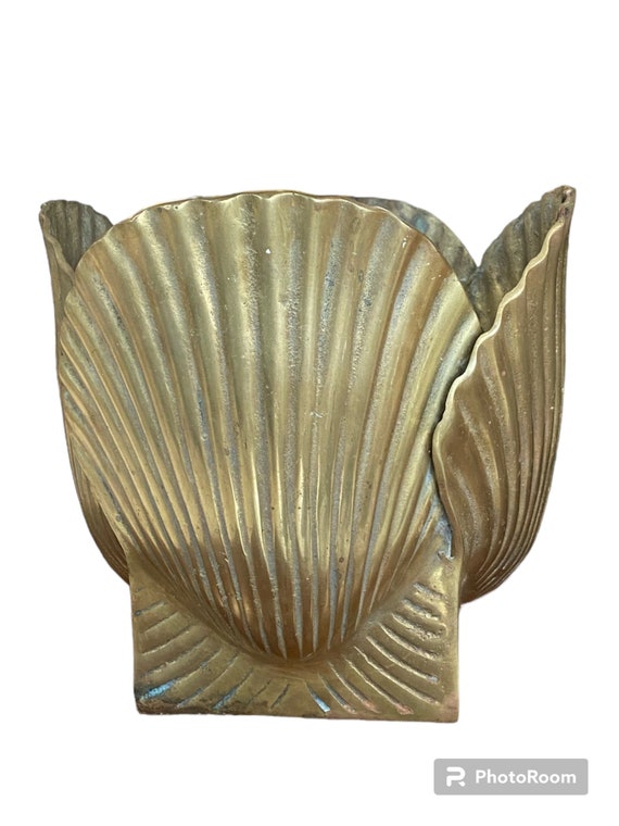 Vintage 9 Brass Conch Shell Seashell Planter Brass Seashell