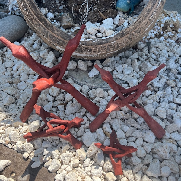 Wood Display Stand- Wooden 'Snake' Stands- 4 sizes- interlocking carved pedestal holder seashells rocks geodes glass objects eggs base balls