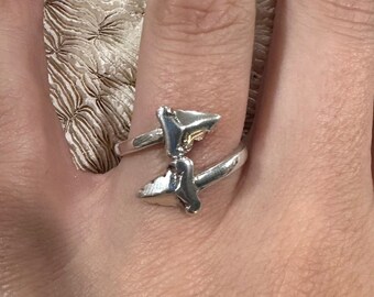 Sterling Silver Adjustable Shark Tooth Ring