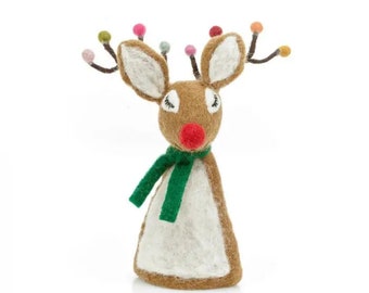 Handmade Felt Sassy Rudolph Christmas Tree Topper Decoration