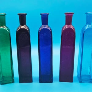 Vintage Style Slim Glass Bottle - 7” Decorative Bud Vase