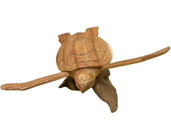 Small Turtle Sculpture on Driftwood Base