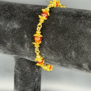 Genshin Impact Mavuika Inspired Orange Garnet Gold Hematite Bracelet