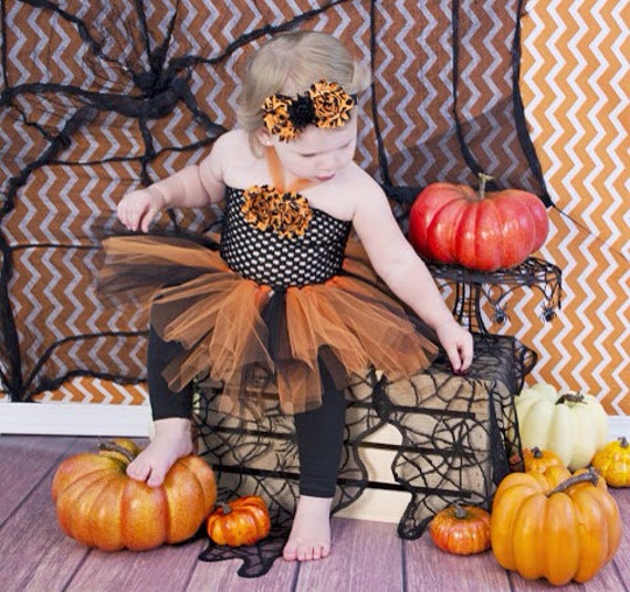 Items similar to Baby tutu dress black and orange tutu set
