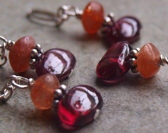 Rhodolite Garnet and Sunstone Charm Pendant #62