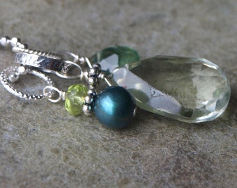 Pearl and Peridot Charm Pendant #162