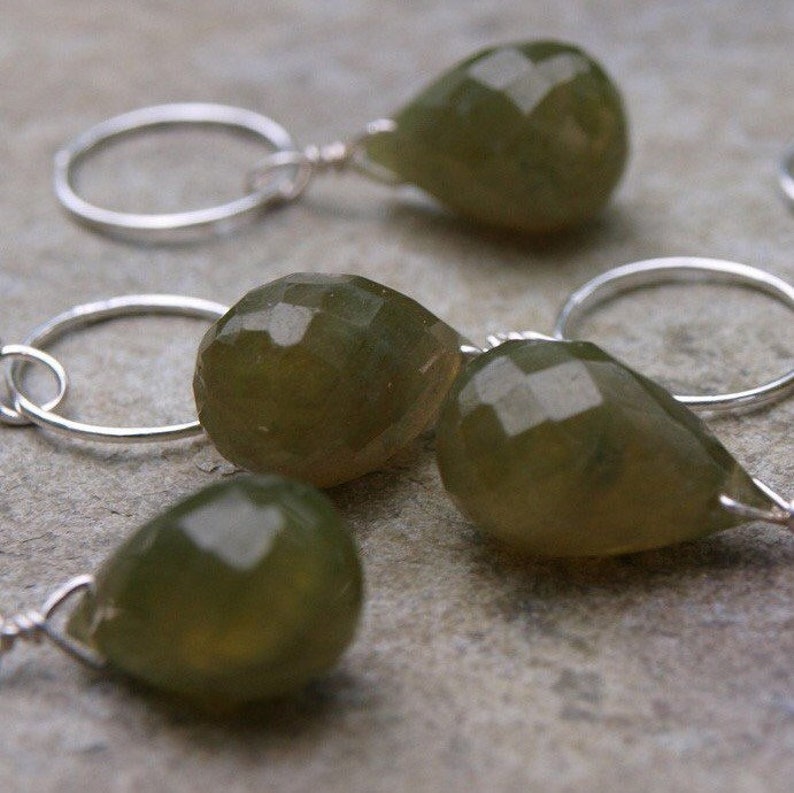 Green Garnet Faceted Balloon Briolette Charm Drop 107 image 1