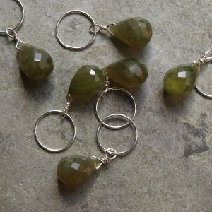 Green Garnet Faceted Balloon Briolette Charm Drop 107 image 3