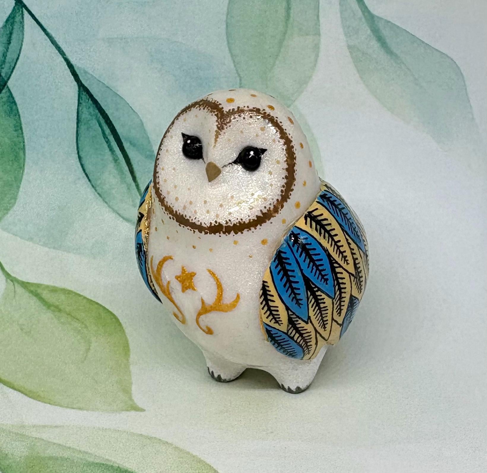 Barn owl polymer clay handmade figurine