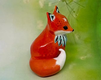 かわいい赤いキツネのポリマー粘土の手作りフィギュア - Etsy 日本