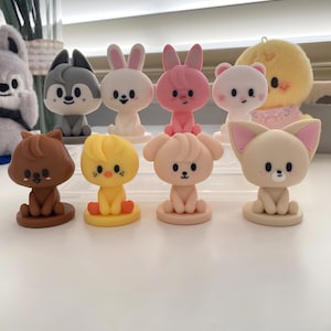 Mini Skzoo Figures | K-Pop Idol-Inspired Animal Figures | Cute 3D Printed Fan Collectibles | Desk Decor or Gift for Boy Group Fans