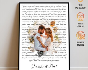 Valentinstag Poster nach Foto, personalisierter erster Tanzdruck Lieblingssong Leinwanddruck, Hochzeitsplakat 1st Jahrestag