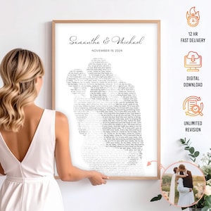 Valentinstagslied-Plakattext vom Foto Personalisierter erster Tanz-Druck, Lieblingslied-Druck 1. Jahrestag kundenspezifisches Hochzeitsplakat Bild 1