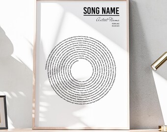 Valentinstag Benutzerdefinierte Vinyl Songtexte Wandkunst, personalisierte Spiralaufnahme Print Songtexte, individuelle digitale Musik Poster Musikliebhaber