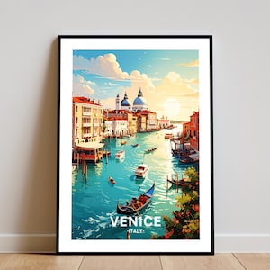 Venice Italy Travel Poster Printable, Grand Canal Wall Art Digital Download, Romantic City Architecture Print for Home or Office Decor