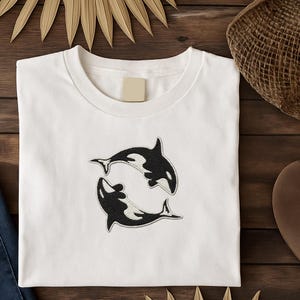 Orca Whale Embroidery Shirt Aesthetic Sea Life Tee Ocean Animal Sweatshirt Gift for Beach Lovers Marine Wildlife Fans Men Women