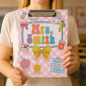 Personalized Teacher Clipboard Custom Acrylic School Supplies Gift for Women Cute Classroom Decor Back to School Office Accessory Customized