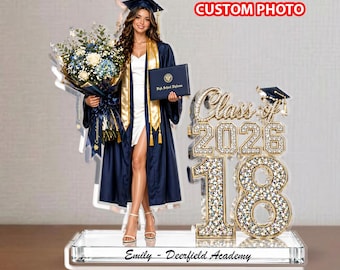 Graduation Acrylic Stand, Custom Photo Class of 2026 Decor, Senior Graduate Gift 2026, Personalized Diploma Keepsake for Her, Daughter