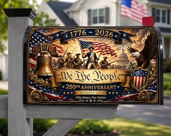 Patriotic Mailbox Cover, America 250 Decor, We The People Sign, 1776 2026 Flag Wrap, Eagle Mailbox Decal, Veterans Gift, GIFT 2026