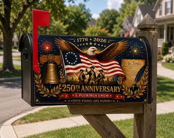 Cubierta patriótica para buzón, decoración del 250 aniversario de Estados Unidos, envoltura de bandera del águila 1776-2026, calcomanía para jardín "We The People", regalo para exteriores de EE. UU. GIFT 2026