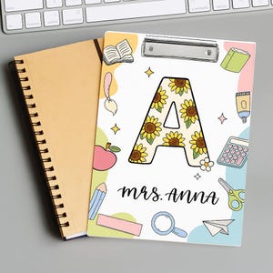 Portapapeles personalizado con diseño de letras monograma de limón, nombres de profesores personalizados, regalo para mujeres, compañeros de trabajo de oficina, útiles escolares, decoración bonita