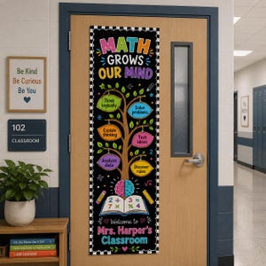 Personalized Math Classroom Door Banner, Growth Mindset Wall Hanging, Custom Teacher Welcome Sign, Colorful Back to School Decor, GIFT 2026