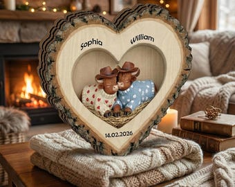 Personalisierte Holzherz Andenken, benutzerdefinierte Name Datum Paar Dekor, rustikale Valentinstag Geschenk, romantischer Akzent, Liebe Speicher Zeichen
