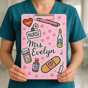 Personalized Nurse Clipboard with Name Customized Medical Acrylic Gift for Healthcare Worker RN LPN Doctor Cute Office Supplies for Her