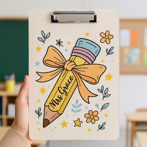 Personalized Teacher Clipboard Custom Pencil Design Acrylic Back to School Gift for Women Customized Classroom Office Decor Coworker Supply