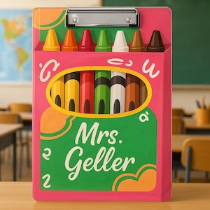 Badge personnalisé pour presse-papiers pour enseignant, porte-carte d'identité personnalisé pour lanière, fournitures scolaires au crayon, étiquette nominative, cadeau pour le personnel de la rentrée, décoration de salle de classe
