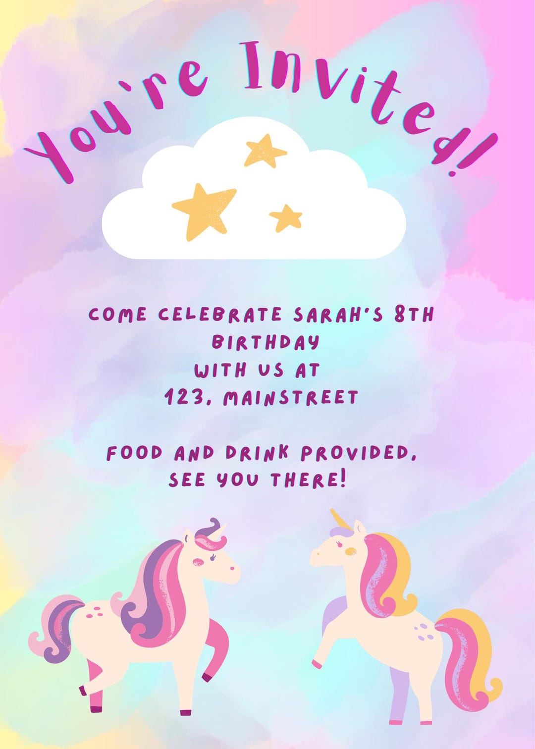 Girls Unicorn Birthday Party Invitation - Etsy