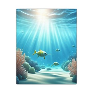 Underwater Serenity Canvas Art, Ocean Decor, Fish Wall Art, Beach House Decoration, Coastal Living Room Accent, Gift for Ocean Lovers