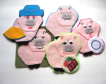 Five Pigs Felt Character Set