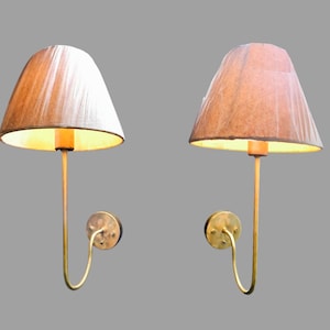 Antique Brass Wall Sconce | 1950s Wall Lamp with Shade | Mid Century Modern Wall Light | Wall Mounted Lighting Fixture