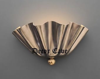 Brass Flower Wall Sconce | Scalloped Shell Light, Mid Century Modern Accent