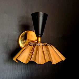 Brass Pivot Wall Sconce, Handmade Wall Light Shade , Custom Brass Wall Sconce, 1950s Mid-Century Brass Single Light, Wall Mount Sconce