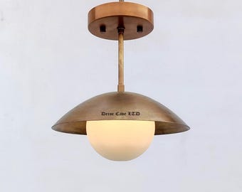 Modern Brass Pendant Light | Mid Century Ceiling Lamp | Handmade Brass Hanging Lighting