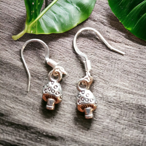 Charming Sterling Silver Mushroom Earrings, Dainty Nature-Inspired Jewelry, Perfect for Casual Wear or Unique Gift for Her, Friend Gift