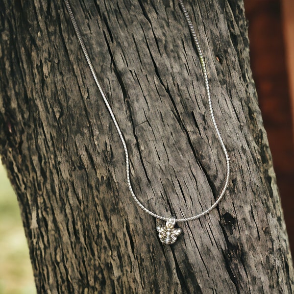 Dainty Butterfly Necklace, Minimalist Silver Charm on 16" Sterling Chain, Perfect Gift for Her, Floating Silver Necklace on 16" Chain