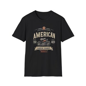American Racer Unisex Softstyle T-Shirt, Vintage Motorcycle Tee, Gift for Bikers, Casual Wear, Streetwear