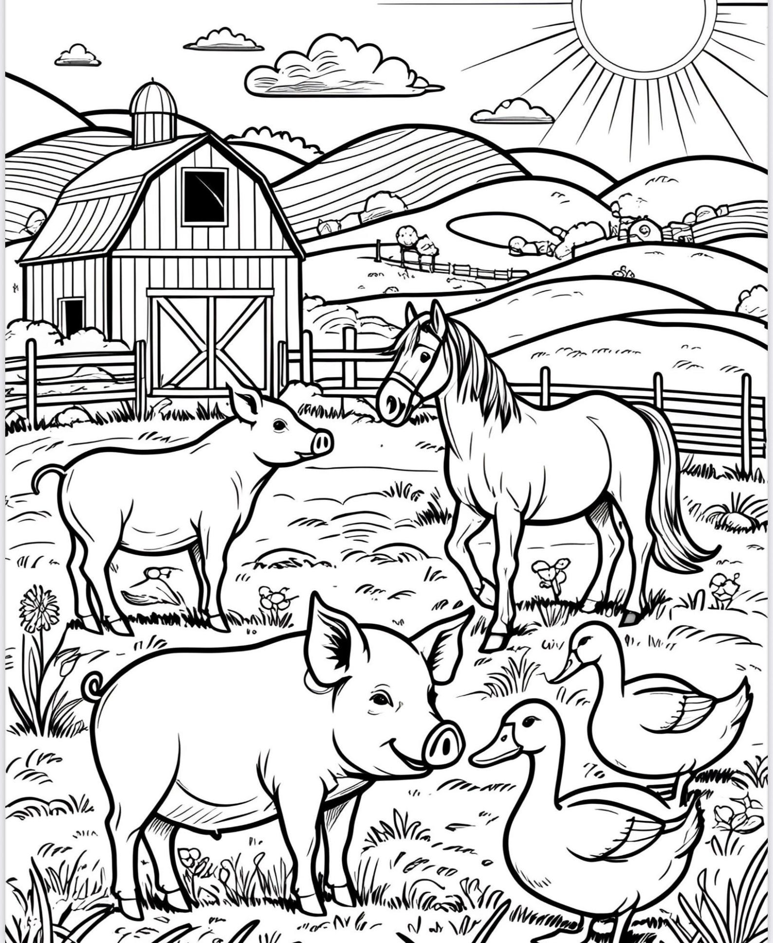 15 Farm and Countryside Coloring Pages - Etsy