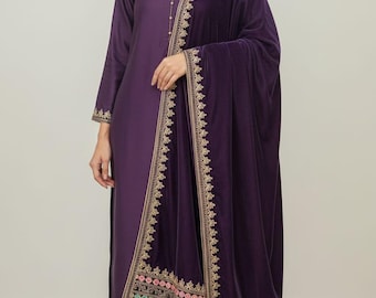 Velvet Embroidered Shawl wedding gift
