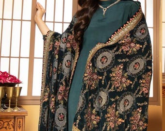 Velvet Embroidered Shawl wedding gift