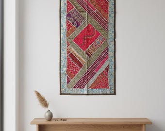 Vintage Kutch Style Tapestry | Embroidered Patchwork Wall Hanging