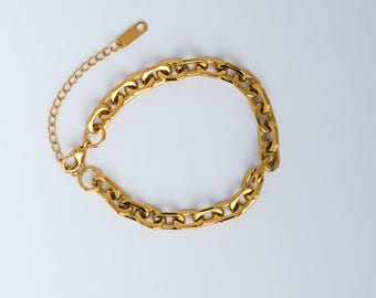 18K Gold Plated Cuban Link Bracelet | Waterproof Stainless Steel Chain