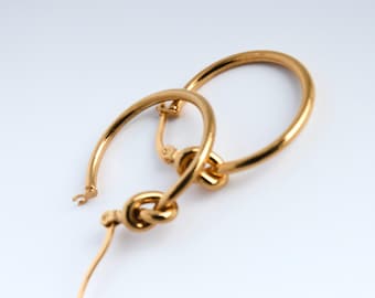 18K Gold Plated Knot Hoop Earrings | Non Tarnish Stainless Steel