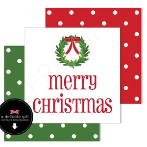 Merry Christmas Gift Tags/Favor Tags double sided tags (green and red dot)