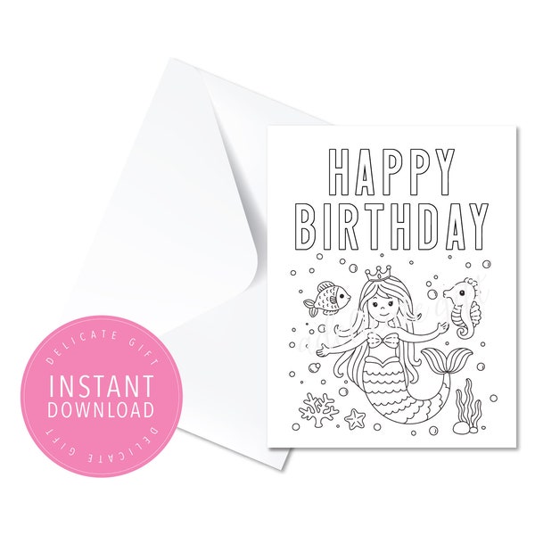 Mermaid Color Page - Etsy