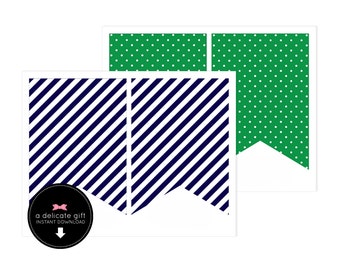 Navy Stripe + Green Dot Banner- Instant Download